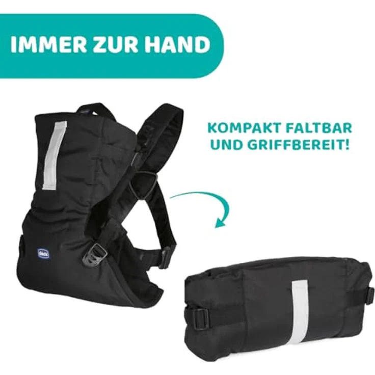 Chicco Babytrage Easy Fit, ergonomische Bauchtrage für Neugeborene bis 9 kg, Schwarz – Bild 7