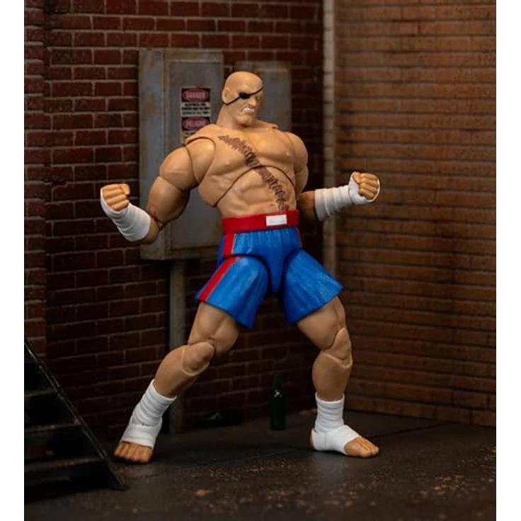 Jada Toys Street Fighter Figur Sagat, 19 cm bewegliche Actionfigur mit alternativem Kopf, Händen und Zubehör, ab 13 Jahre – Bild 4