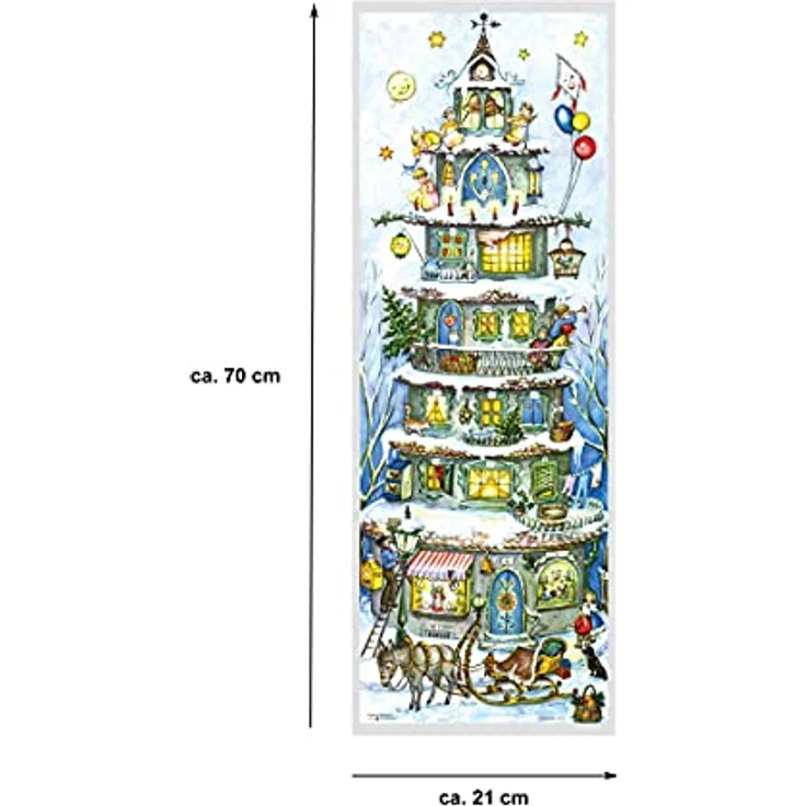 Richard Sellmer Verlag Adventskalender "Weihnachtsturm" von 1955, nostalgischer Nostalgie-Adventskalender mit Glitzer und Glimmer, Format A4 - Preisvergleich – Bild 2
