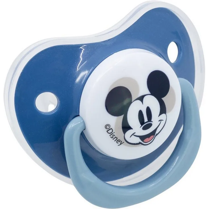 Disney Mickey Mouse Schnuller Set, 2 Stück ab 6 Monaten mit anatomischem Silikonsauger und Schutzkappe