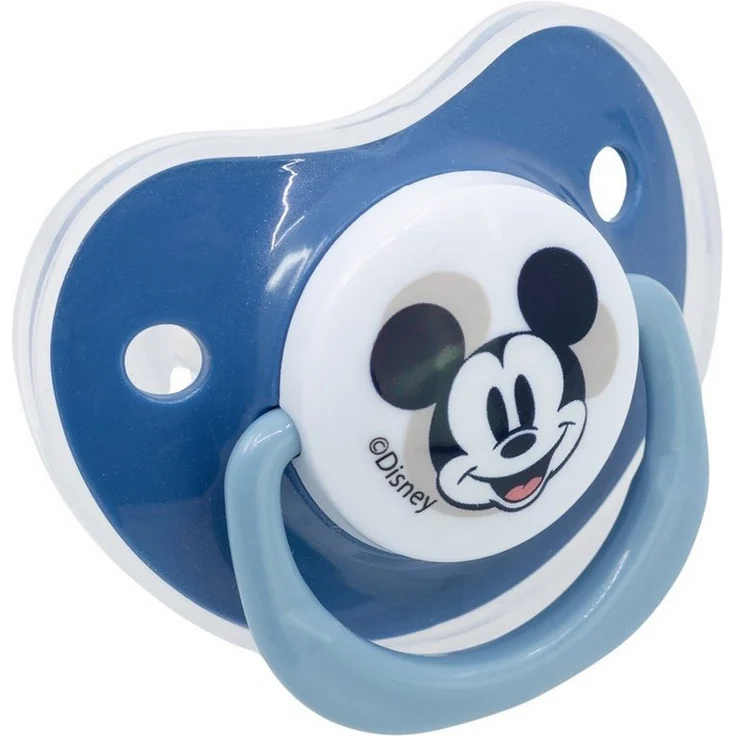 Disney Mickey Mouse Schnuller Set, 2 Stück ab 6 Monaten mit anatomischem Silikonsauger und Schutzkappe