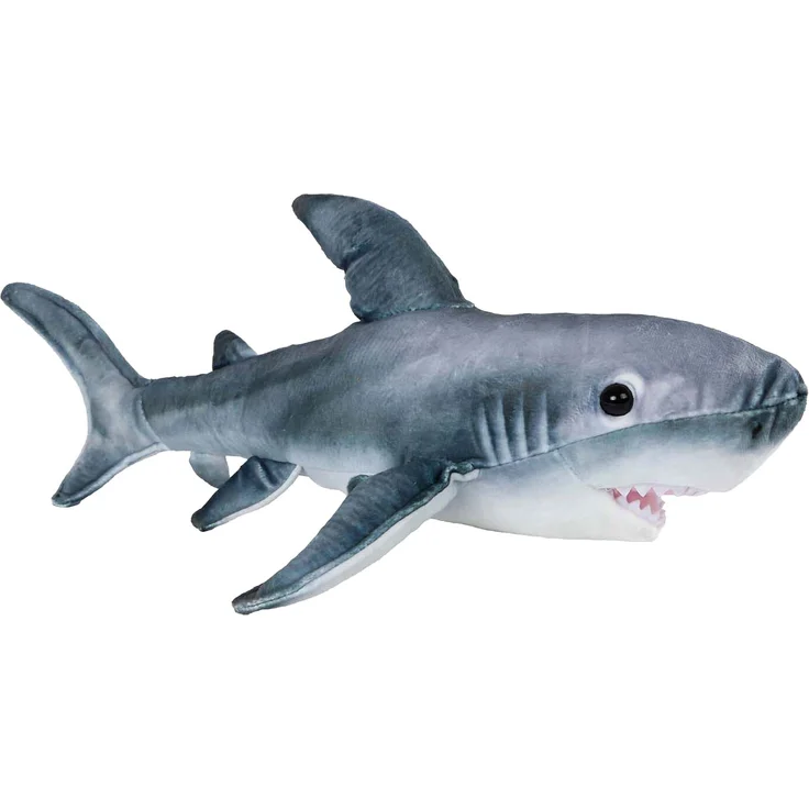 Toys Amsterdam Plüsch Hai Kuscheltier 45cm, weißes Spielzeug für Kinder mit weichen Filzzähnen