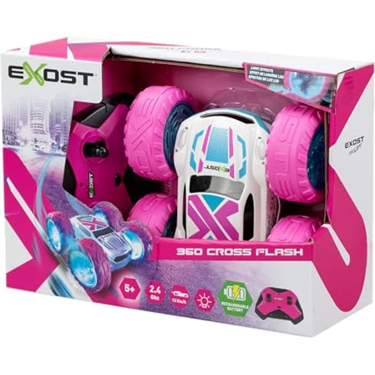 Silverlit EXOST 360 Cross Flash, Ferngesteuertes Auto mit 360°-Funktion, 2.4GHz, rosa, 16 cm – Bild 5