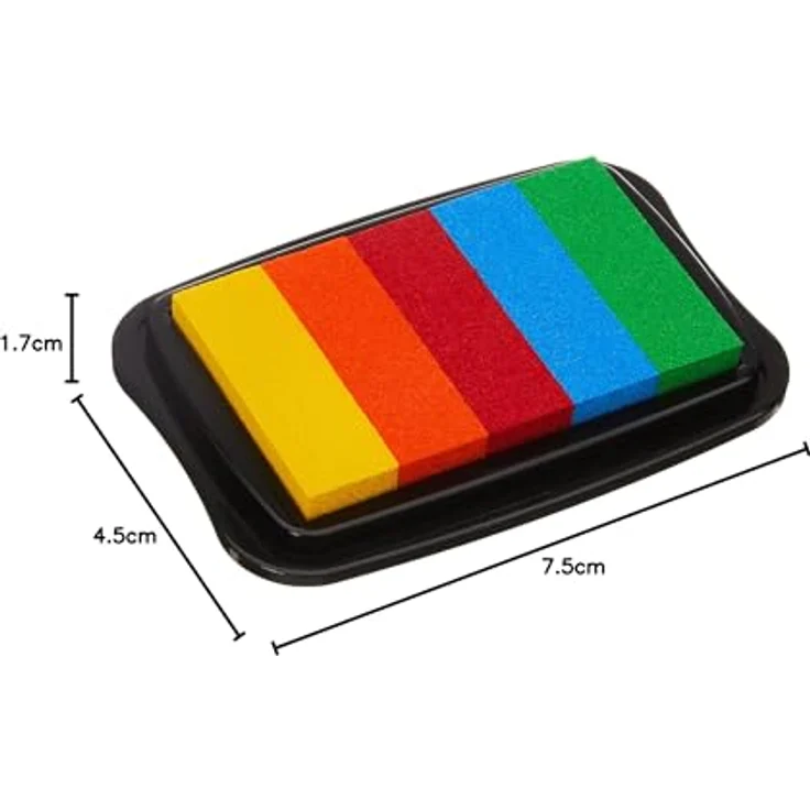 Rayher Stempelkissen Versacolor, 5 Farben (gelb, orange, rot, blau, grün), 7,5 x 4,7 cm, säurefrei und farbbeständig – Bild 3