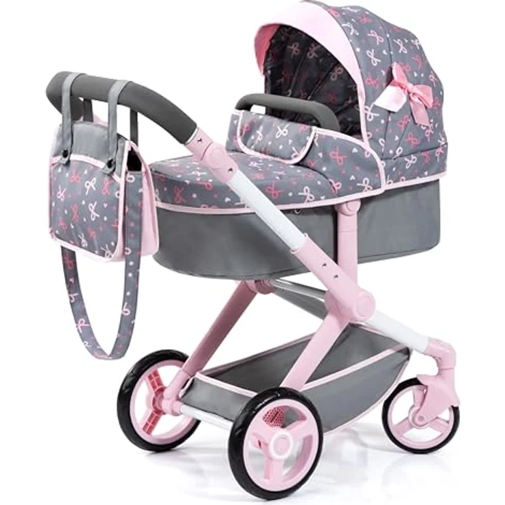 Bayer Design Puppenwagen Xeo, höhenverstellbar und wandelbar, mit Tasche und schwenkbaren Vorderrädern, geeignet für Puppen bis 46 cm – Bild 1