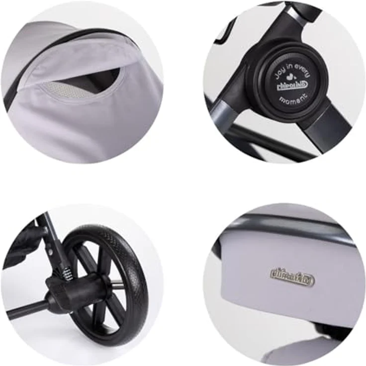 Chipolino Kombikinderwagen Pearl 2 in 1, umbaubar mit Fußsack, Rucksack und Federung, grau – Bild 5