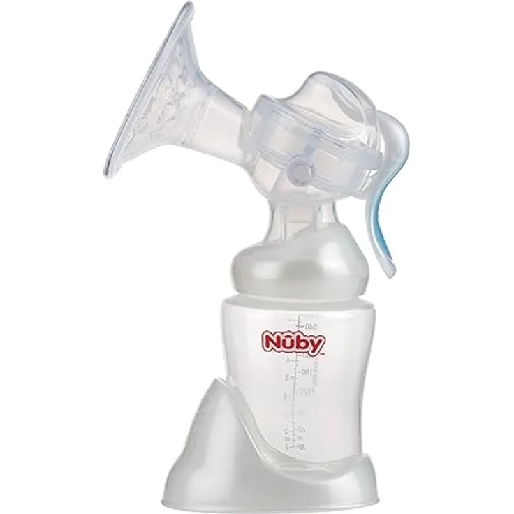Nûby Manuelle Milchpumpe mit großem Silikonsauger und 240 ml Milchauffangbehälter, hygienisch und langlebig