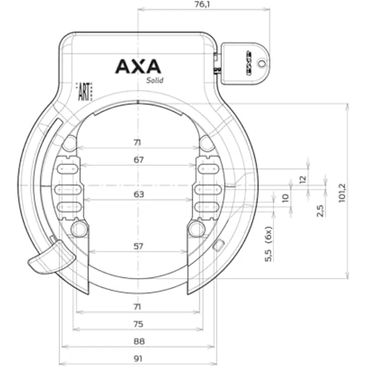 Axa Rahmenschloss Solid schwarz Rahmenbefestigung Schlüssel nicht abziehbar – Bild 4