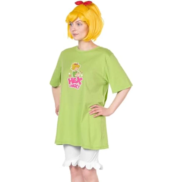 Maskworld Bibi Blocksberg Kostüm für Erwachsene, hellgrünes Shirt und weiße Rüschenhose, Größe L, ideal für Halloween und Karneval – Bild 5