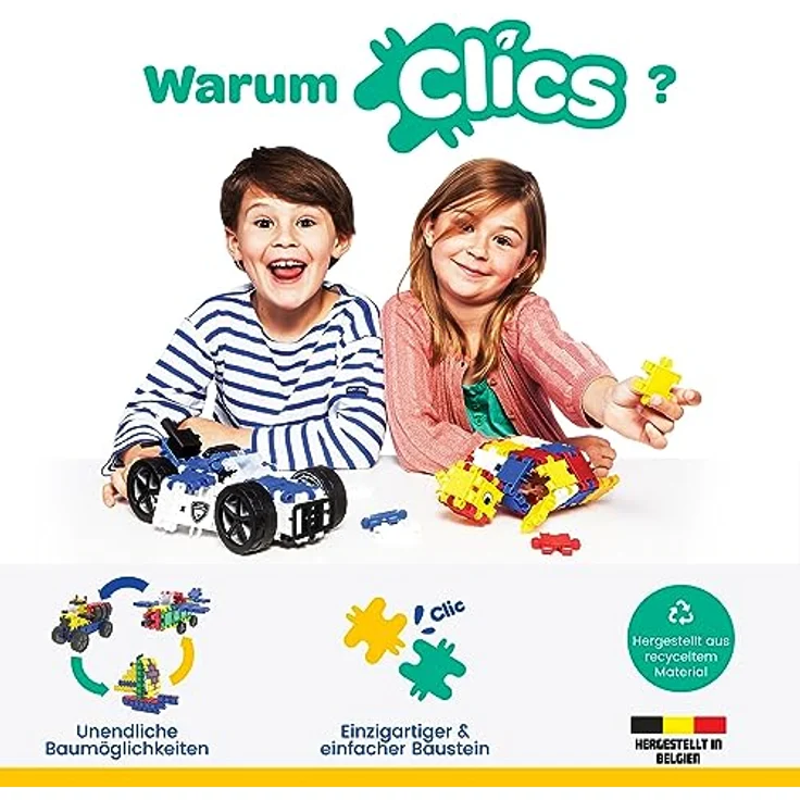 Clics Fire Edition- Konstruktionsspielzeug für Kinder ab 3 Jahre, 127 Teile Set, Montessori STEM-Spielzeug, Langlebige Bausteine - Clics – Bild 3