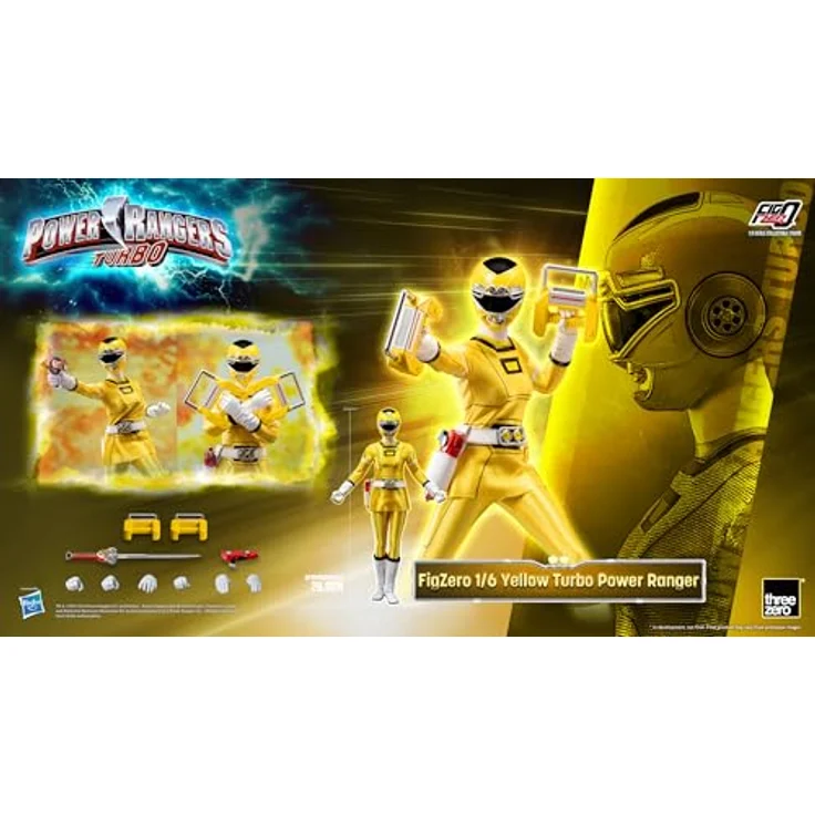 THREEZERO Power Rangers Turbo FigZero Actionfigur 1/6 Yellow Turbo Ranger, 30 cm, mit austauschbaren Teilen und Zubehör – Bild 5