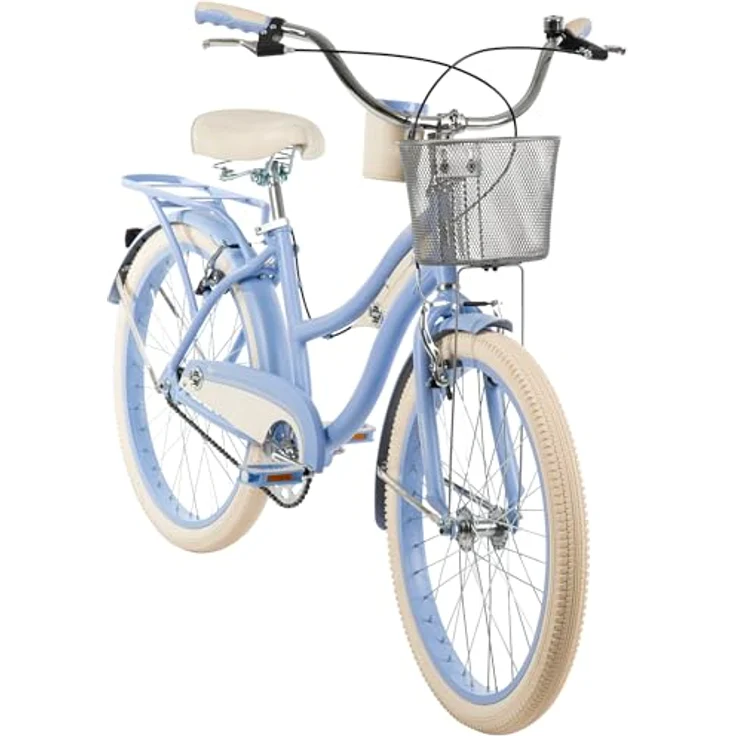 Huffy Deluxe Cruiser 24-Zoll Jugendfahrrad, blauer Stahlrahmen mit Lenkerkorb und Getränkehalter – Bild 2