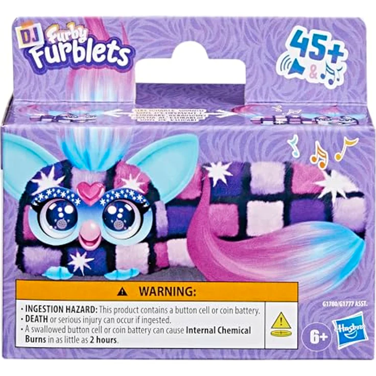 Furby DJ Furblets Dis-Co-Dazz, bunt-kariertes Plüschspielzeug mit Musik, Geräuschen, Furbisch-Sprache und Schlüsselanhänger für Kinder ab 6 Jahren – Bild 2