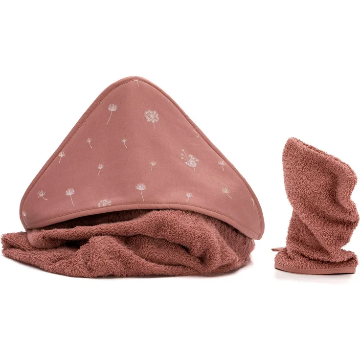 Fillikid Kapuzenbadetuch Set, Frottee in frischen Farben mit Waschhandschuh, extra weich und saugfähig, 2-Stück