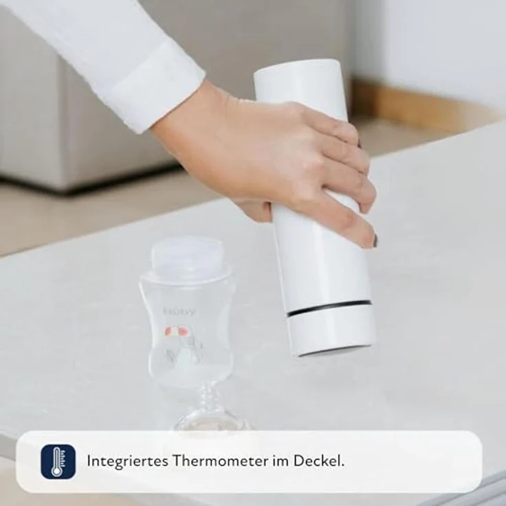 Nuby RapidCool™, Säuglingsnahrung Zubereitet in 2 Minuten, inkl. Milchpulverspender und digitalem Deckel, tragbar, Weiß, 0+ Monate – Bild 5