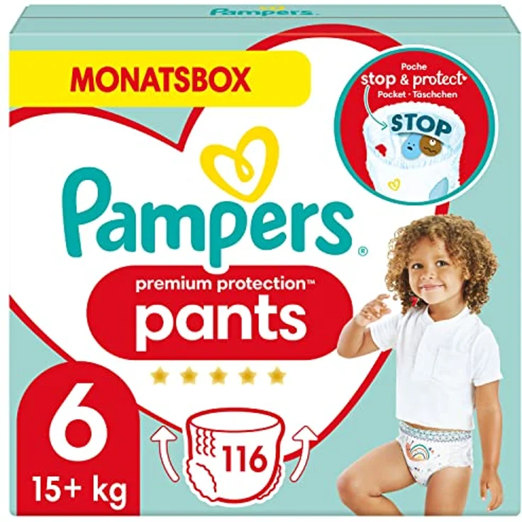Pampers - Premium Protection Pants, Größe 6 Extra Large Monatsbox (1 x 116 Stück) – Bild 2