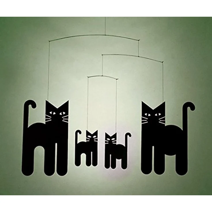 Flensted Mobile Cats Black, Baby-Mobile mit handgefertigten Katzenmotiven, 30 x 36 cm – Bild 2