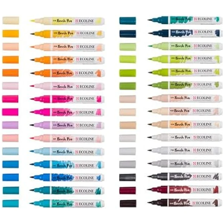 Ecoline Brush Pen-Set 30 flüssige Aquarellstifte in leuchtenden Farben – Mischbare Pinselstifte für Handlettering und Zeichnen – Bild 2