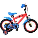 Volare Kinderfahrrad 14 Zoll Kinder Fahrrad Rad Disney Marvel Spiderman Volare 21483-SACB, 1 Gang, Rücktritt, Stützräder, Kettenschutz, Schutzbleche - Rot/Blau, Stahlrahmen, Felgenbremse, Luftbereifung