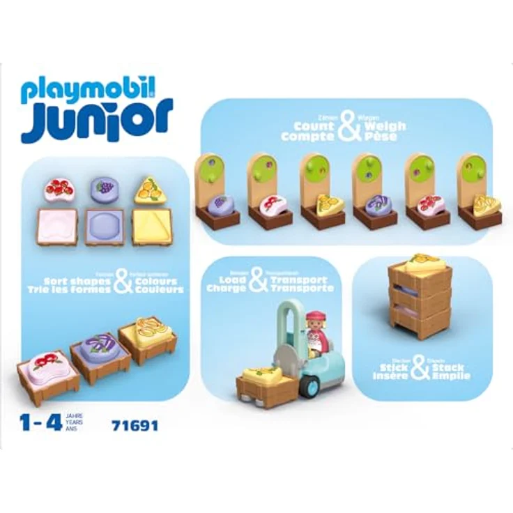 Playmobil® 71137 Bio-Marktstand mit Gabelstapler, inkl. Obst- und Gemüsekisten, Playmobil® Junior – Bild 6