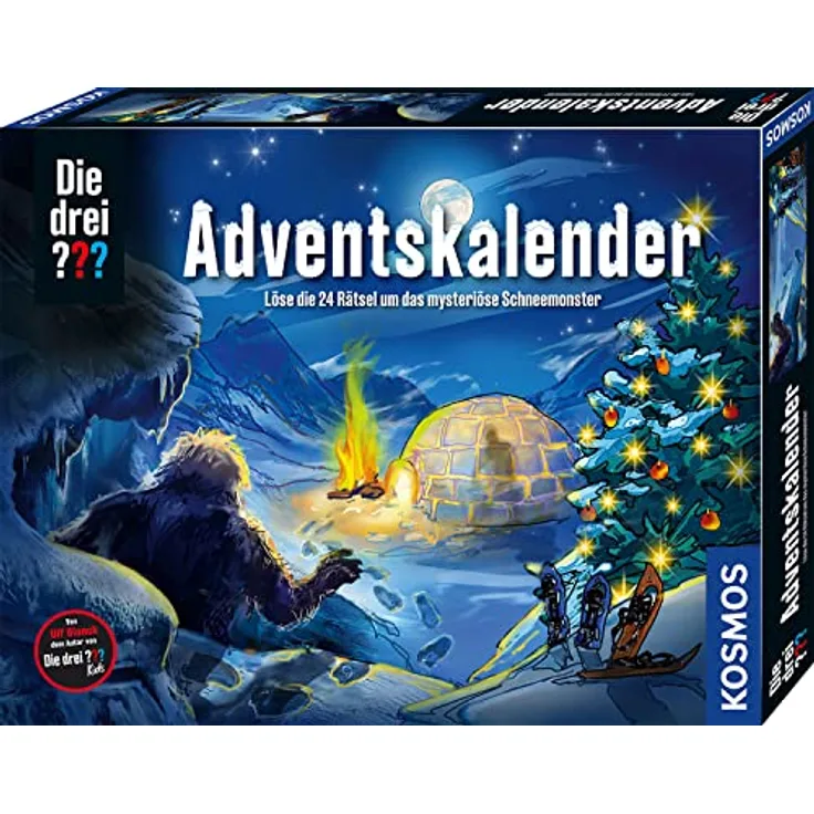 Kosmos 632533 Die DREI ??? Adventskalender 2023, Löse die 24 spannenden Rätsel um das mysteriöse Schneemonster, Spielzeug- und Rätsel-Adventskalender für Detektive, für Kinder ab 8 Jahren