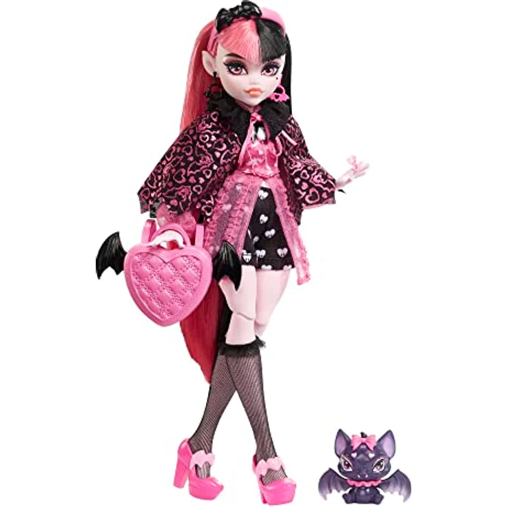 MONSTER HIGH Draculaura Puppe - Vamp-tastische Mode, Umhang, Accessoires, Haustierfledermaus, für Kinder ab 6 Jahren, HHK51 – Bild 1
