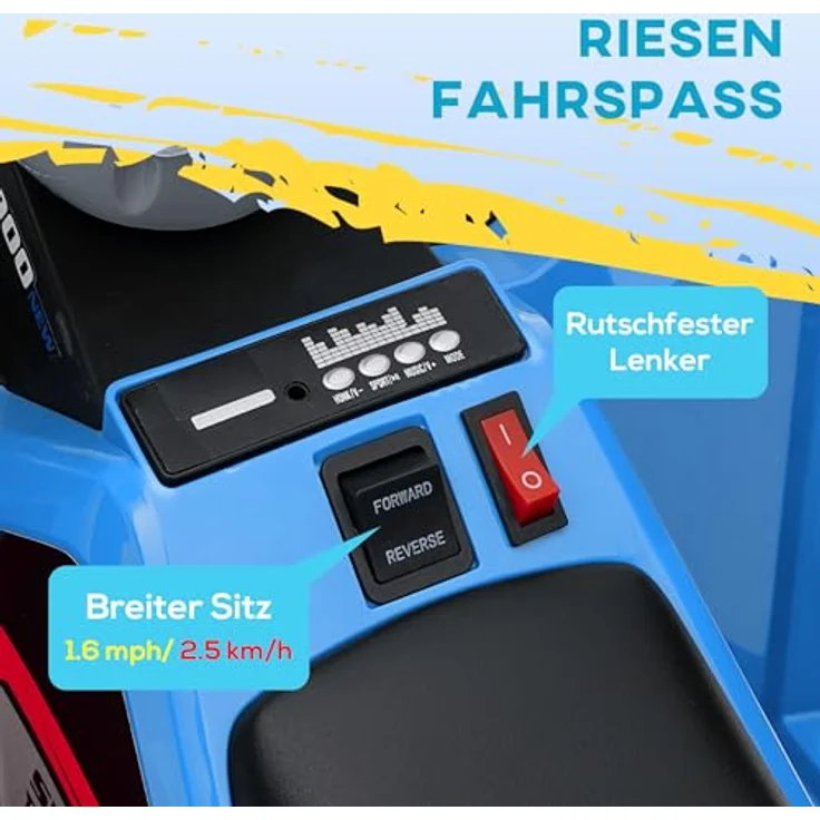 HOMCOM Kinder Elektro-Quad 6V Kinderquad mit Anhänger, 2,5 km/h, Metall, Blau – Bild 4