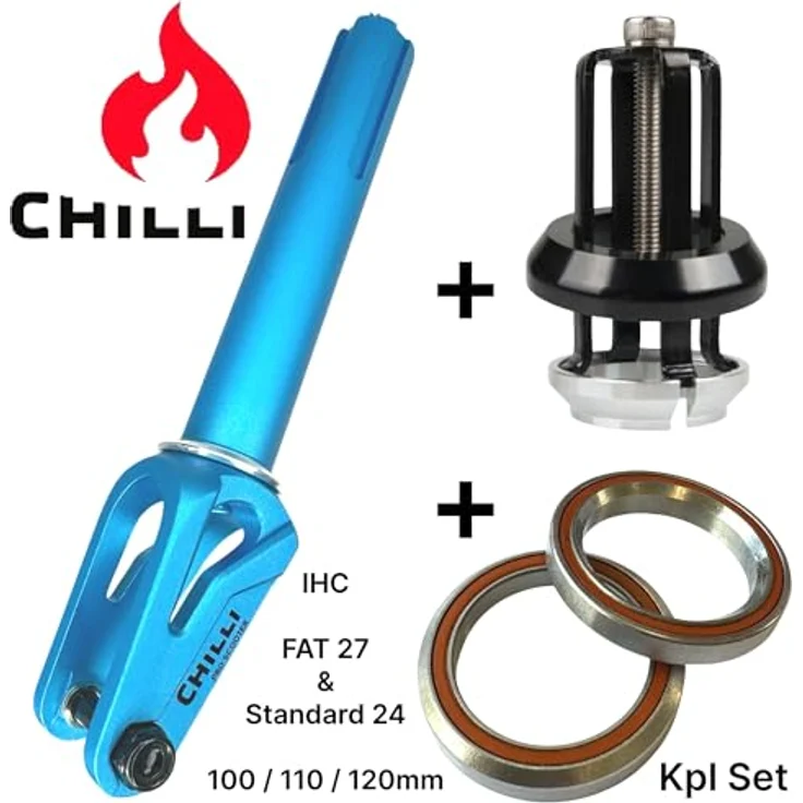 Chilli Stuntscooter Chilli Pro Scooters FAT27+ 24 Stunt-Scooter Fork IHC Headset Hell Blau, Aluminium, CNC gefräst, inkl. Achsbolzen – Bild 2