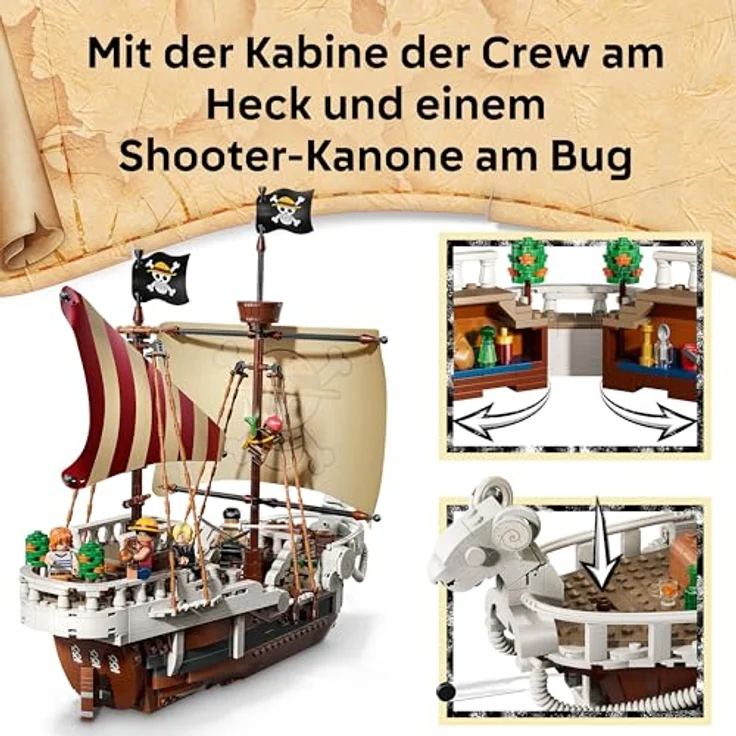 LEGO ONE PIECE Piratenschiff Flying Lamb (Going Merry) - Spielset mit 5 Minifiguren, inkl. Ruffy, Zoro & Nami, für Kinder ab 10 Jahren - 75639 – Bild 4
