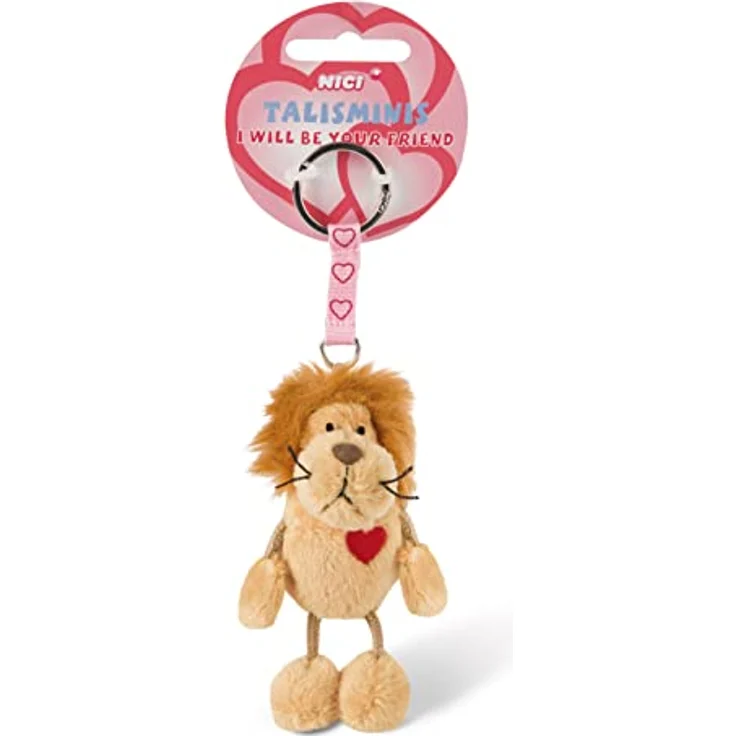 NICI Talisminis Schlüsselanhänger Löwe beige, 7 cm, plüschiger Glücksbringer mit Metallring – Bild 1