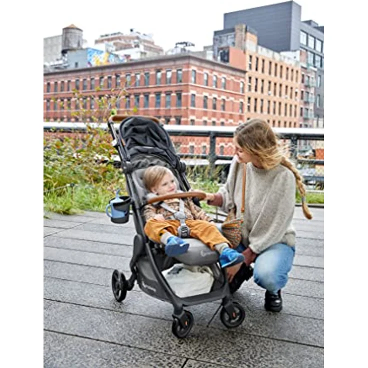 Ergobaby Metro+ Deluxe Kinderwagen Buggy mit Liegefunktion, Kinder-Buggy ab Geburt bis 22kg, Zusammenklappbar und Autositz Kompatibel, höhenverstellbarer Lenker, London Grey – Bild 5