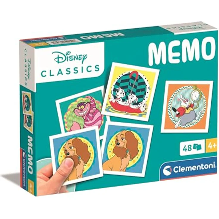 Clementoni Memo Disney-Charaktere 18308, Gedächtnisspiel für Kinder ab 4 Jahren mit 48 robusten Karten, perfektes Reisespiel – Bild 1