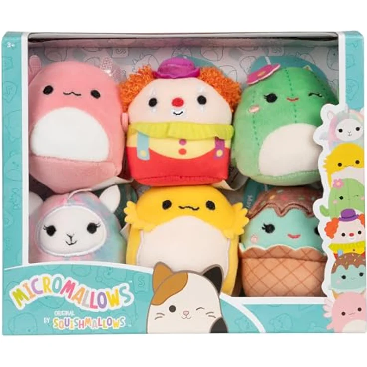 Squishmallows Micromallows SQMM0009-6er Pack, superweiche Mini-Squishmallows, 6,5 cm Plüschfiguren, Archie, Bimbi, Lucy-May, Maritza, Maya & Rodry – Bild 2