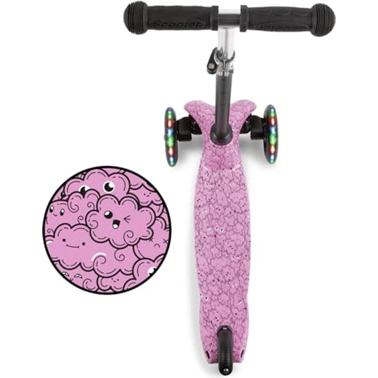 COIL Dreiradscooter, Kinderroller, Tretroller, Dreirad-Balance-Roller, Cityroller, ABEC-7-Lager, 3-stufige Lenkradverstellung, LED-Räder, Clouds – Bild 2