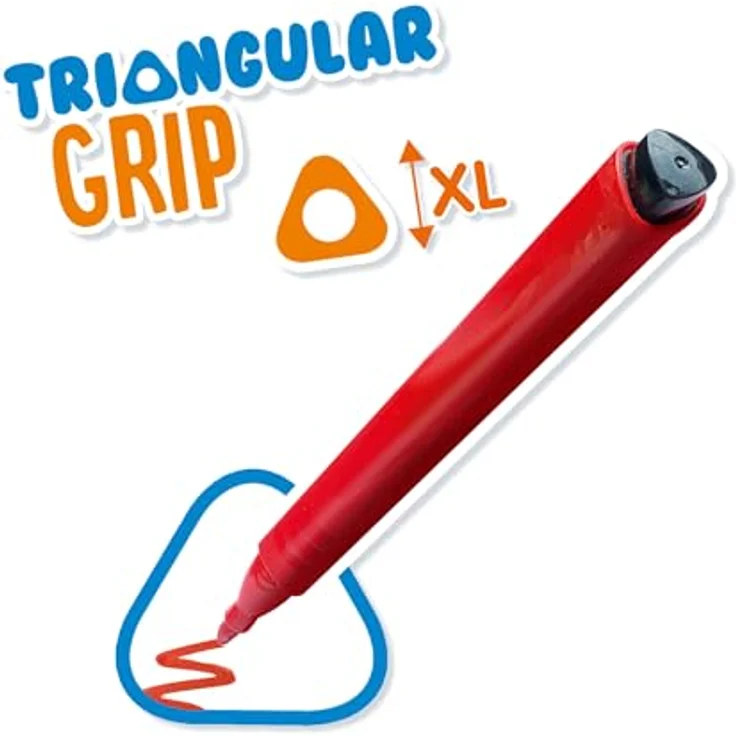 SES Creative Triangular Malstifte, Ergonomische Dreikant-Buntstifte in leuchtenden Farben, waschbar, für kleine Künstler – Bild 4