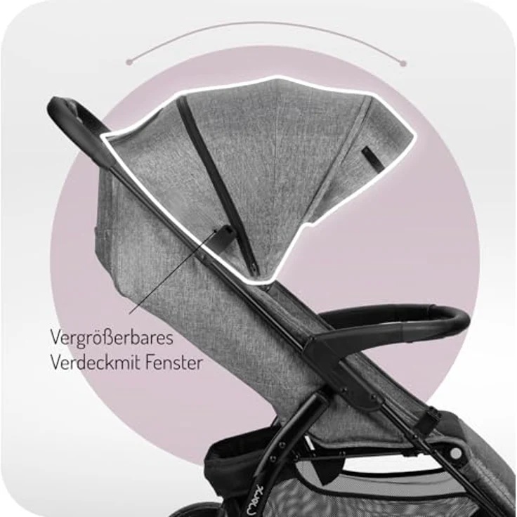 MoMi Kinder-Buggy Miya, Einhand-Faltsystem, große EVA-Räder, XXL-Verdeck, bis 22 kg – Bild 5