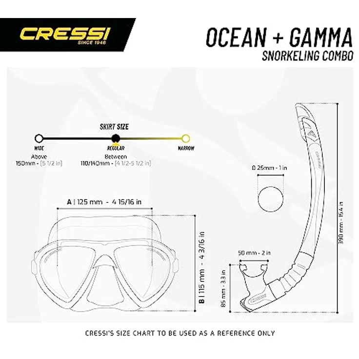 Cressi Ocean Combo Set - Schnorchelset Ocean Maske und Schnorchel Gamma, Transparent/Aquamarin, Einheitsgröße, Erwachsene Unisex – Bild 5