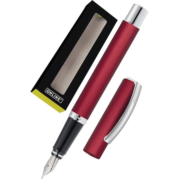 Online Pen Vision Füllhalter, eleganter Füllfederhalter aus mattiertem Aluminium mit Iridum-M-Feder in Geschenkbox