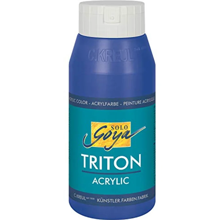 KREUL Solo Goya Triton Acrylfarbe ultramarinblau, 750 ml Flasche, schnell matt trocknend, Wasserbasis, Studioqualität, vielseitig einsetzbar, gut deckend, ergiebig – Bild 1