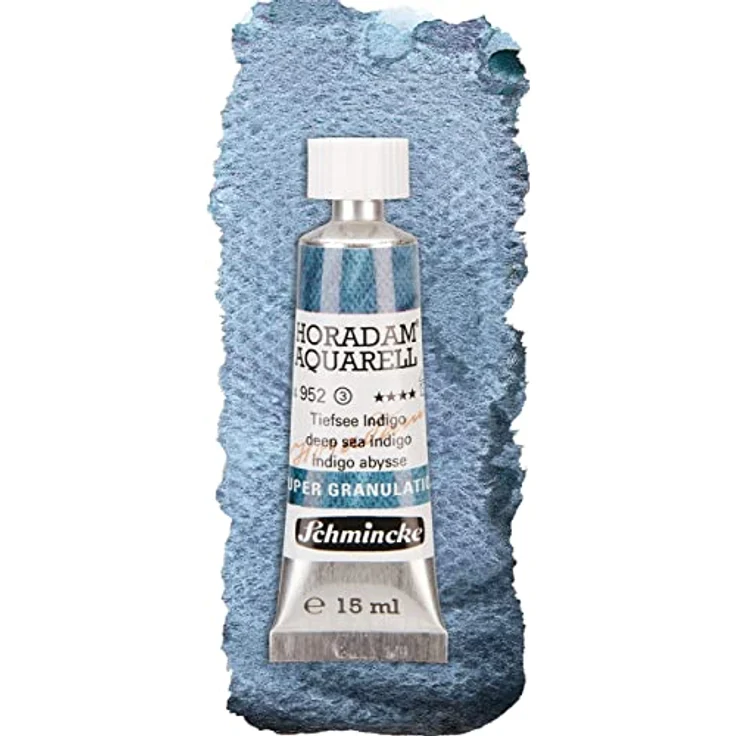 Schmincke HORADAM® AQUARELL Super Granulation Set Tiefsee, 5 x 15 ml-Tuben, sehr stark granulierende Aquarellfarben mit Tiefsee Violett, Indigo, Blau, Grün und Schwarz – Bild 5