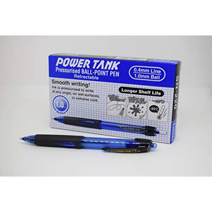 Uni-ball SN-220, Clip-on Kugelschreiber mit Druckmechanik, dokumentenechter Tinte, 0,4 mm, blau, 12er Pack