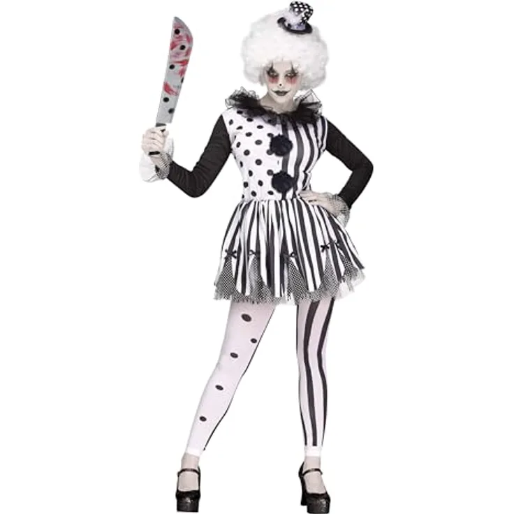 Fun World Damen-Kostüm, Killer-Clown, Adlt, Cstm, Erwachsenengröße, Weiß, Größe S