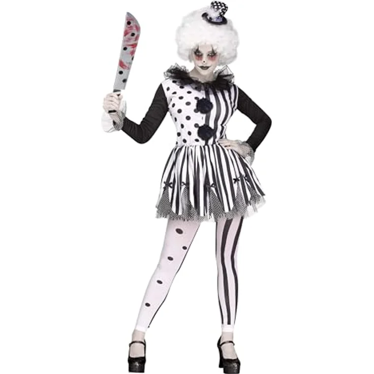 Fun World Damen-Kostüm, Killer-Clown, Adlt, Cstm, Erwachsenengröße, Weiß, Größe S – Bild 1