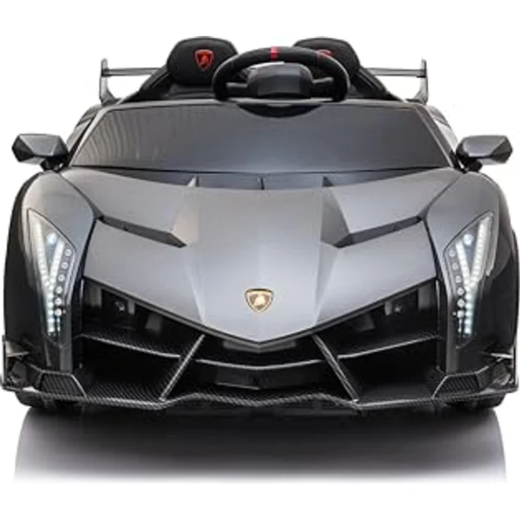 FINOOS Kinderauto Lambo Veneno 24V Elektroauto für Kinder 2-Sitzer, 4X4 Gummireifen, Ledersitz, mit 2,4 GHz Fernbedienung (Grau) – Bild 2
