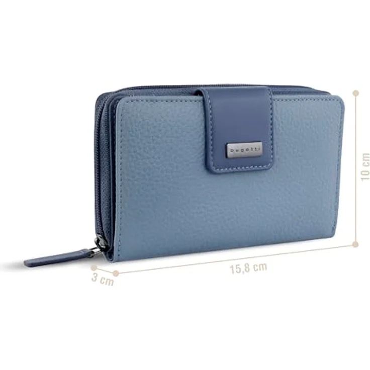 bugatti Sina Geldbörse RFID Schutz aus 100% Leder, 16 cm, blau – Bild 2