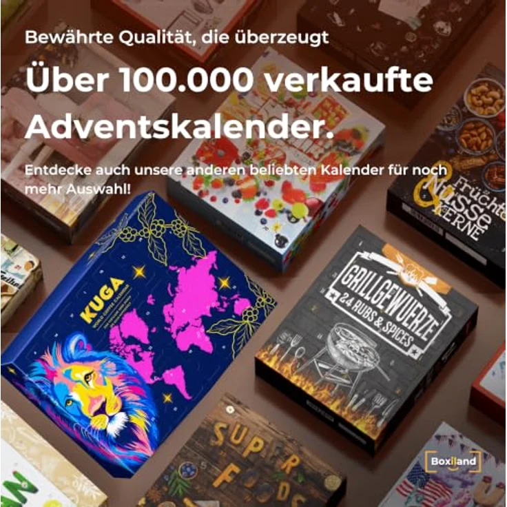 KUGA® Gemahlener Kaffee Adventskalender 2026, 24 Sorten Fairtrade & Bio, 360 g – Bild 7