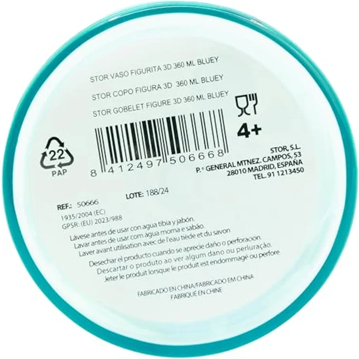 Stor Bluey Wiederverwendbarer Kinderbecher, 360 ml mit Strohhalm und Deckel, Himmelblau, BPA-frei, mit 3D-Figur – Bild 5
