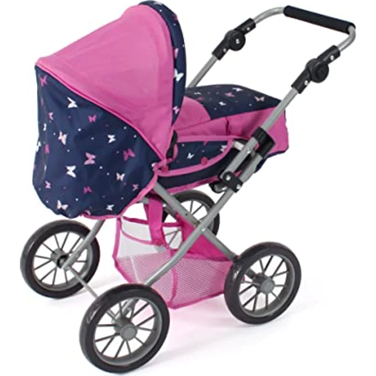 Bayer Chic 2000 - Puppenwagen Leni, 2in1 Kombipuppenwagen mit herausnehmbarer Tragetasche, Butterfly Navy-pink, 560-33, 64 x 37 x 68 cm – Bild 3