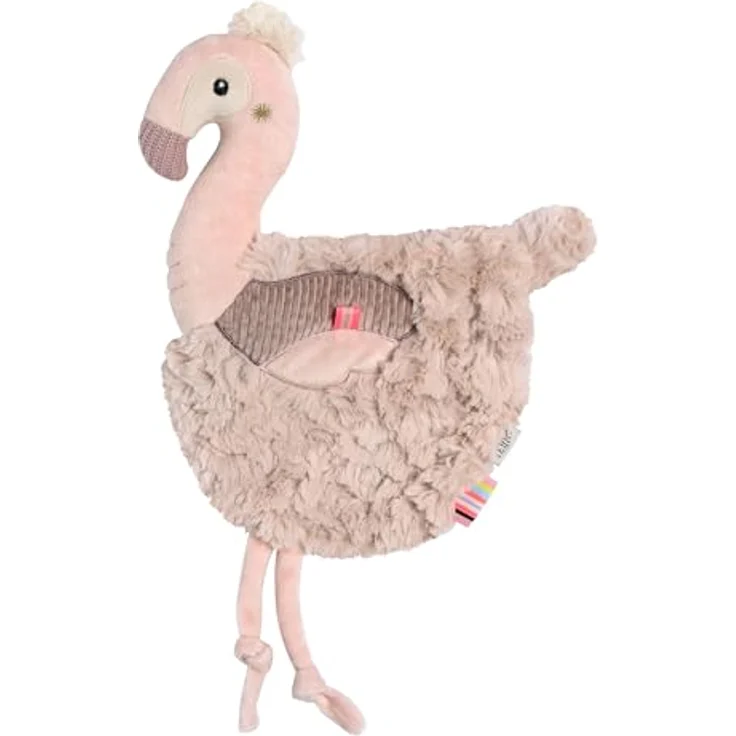 Fehn Schmusetuch Flamingo, kuschelweiches Schnuffeltuch mit Einschlafhilfe und vielseitigen Materialien, ca. 33 cm – Bild 1