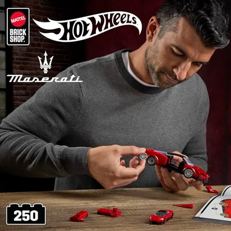 Mattel Brick Shop Hot Wheels Speed Serie Bauset Maserati MC20, 250 Teile, mit realistischen Details und individuellen Aufklebern, für Sammler und Kinder ab 10 Jahren, JFR90 – Bild 3